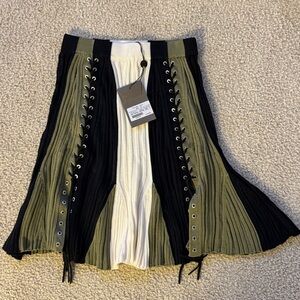 Alexander McQueen Runway Corset Knit Silk Skirt Black Green IT40 / S New -$1280